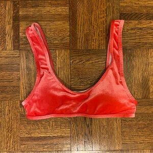 Amazon Hot Pink Velour Scoop Bikini Top